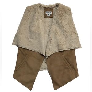 Celebrity Pink Faux Suede Shearling Vest Western Ranch Cowgirl Yellowstone Small